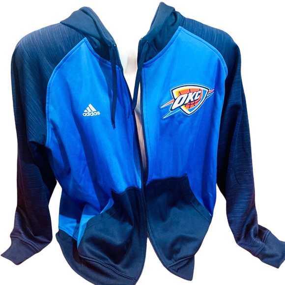 Adidas NBA OKC Thunder Hooded Jacket Unisex Size XL - Picture 1 of 7